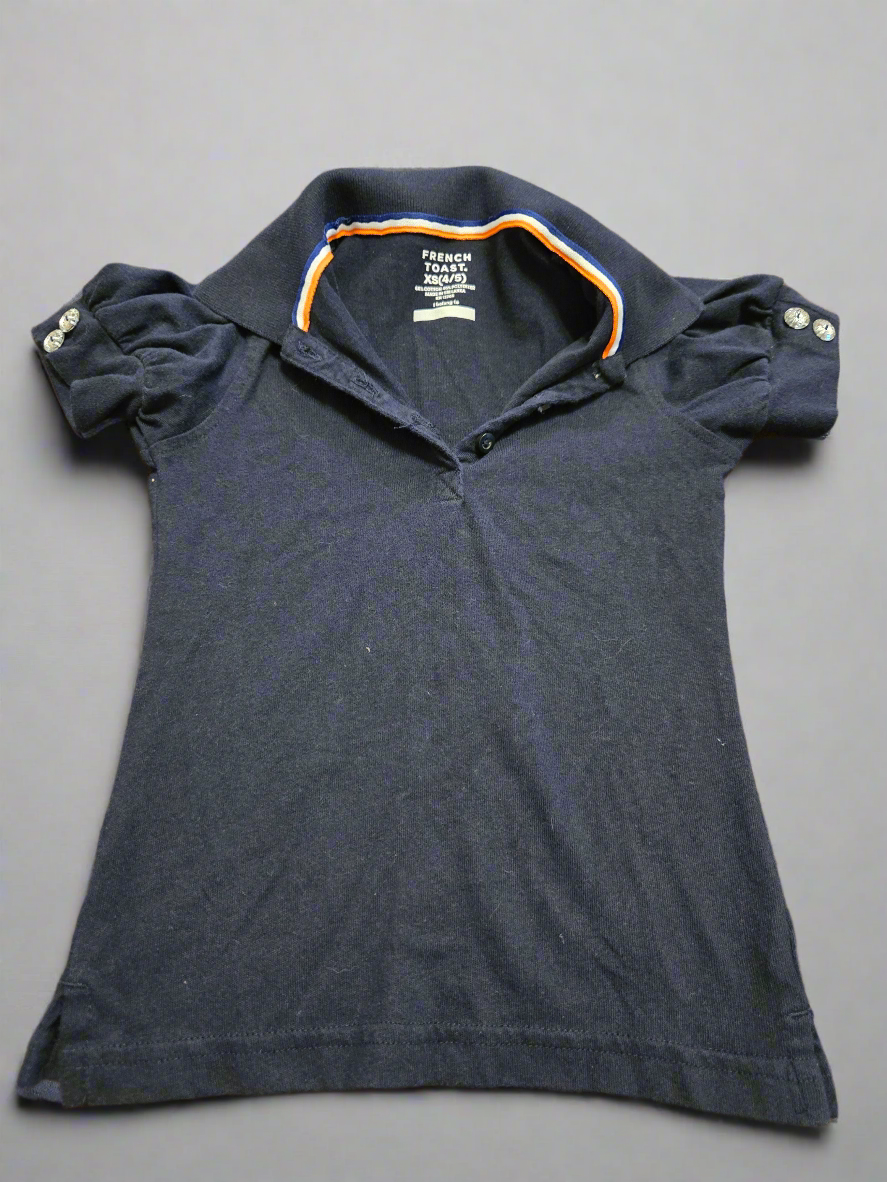 Girls 4/5 navy blue collar shirt